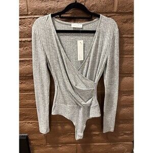 Sophie Rue Elys Grey Bodysuit Size Small New with Tags $118‎